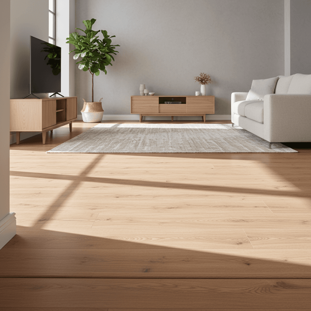 Professional flooring installation in residential living space