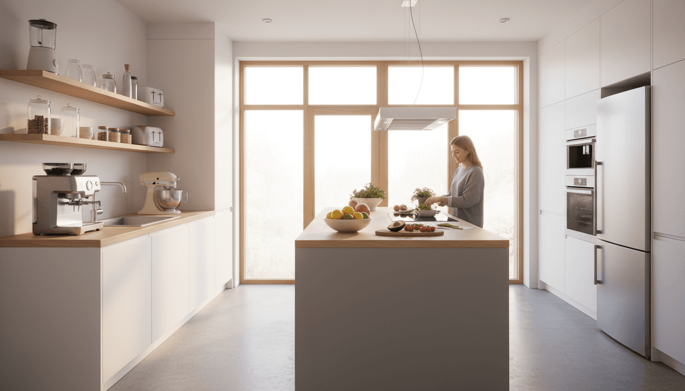 Completed designer kitchen installation with custom cabinetry and premium finishes
