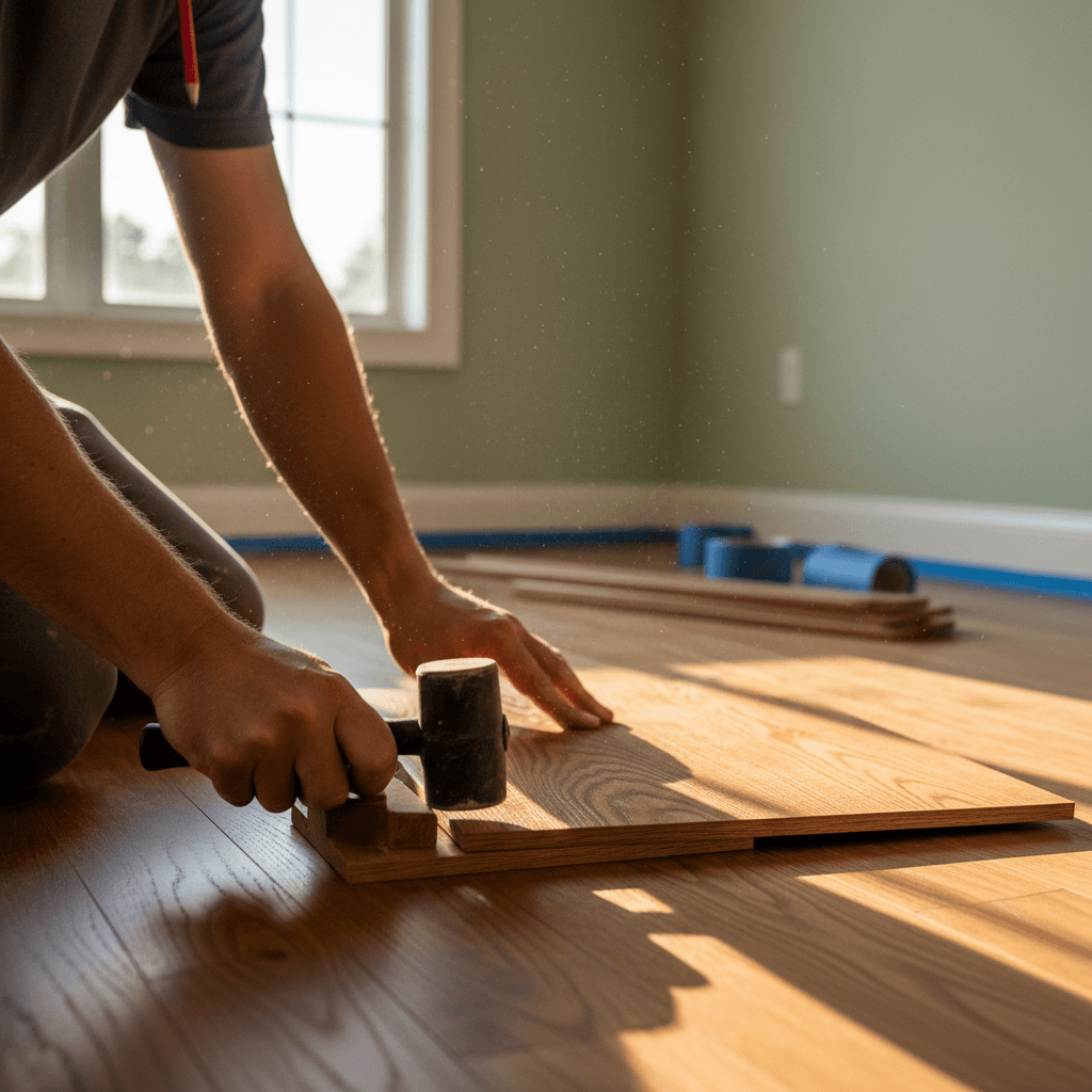 Professional flooring installation demonstrating precision and quality material handling