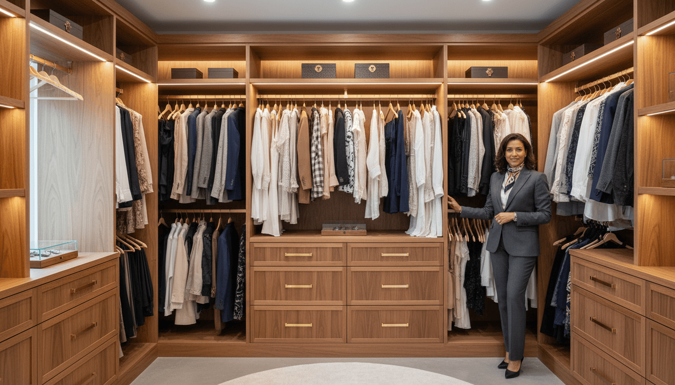 Custom walk-in closet with organized storage solutions