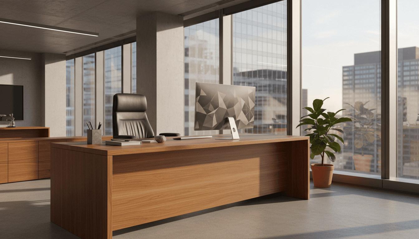 Custom office reception desk installation