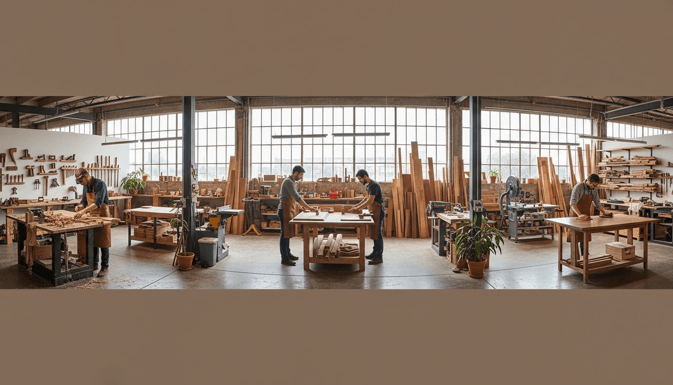 JT Shopfitting Lab workshop in Chatsworth, showcasing equipment and custom installations